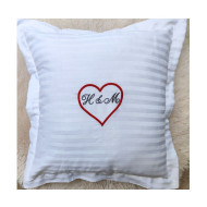 Μαξιλαροθήκη, 45x45 cm, Βαμβακοσατέν, Κέντημα Μονογράμματα σε Καρδιά
