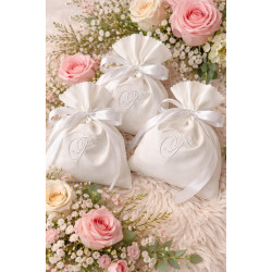 Μπομπονιέρα Πουγκί με Κέντημα - Μονόγραμμα