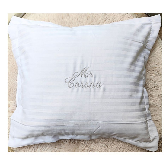 Μαξιλαροθήκες Σετ 2 τμχ, 45x45 cm, Βαμβακοσατέν, Προσωποποιημένο Κέντημα, Mr και Μrs